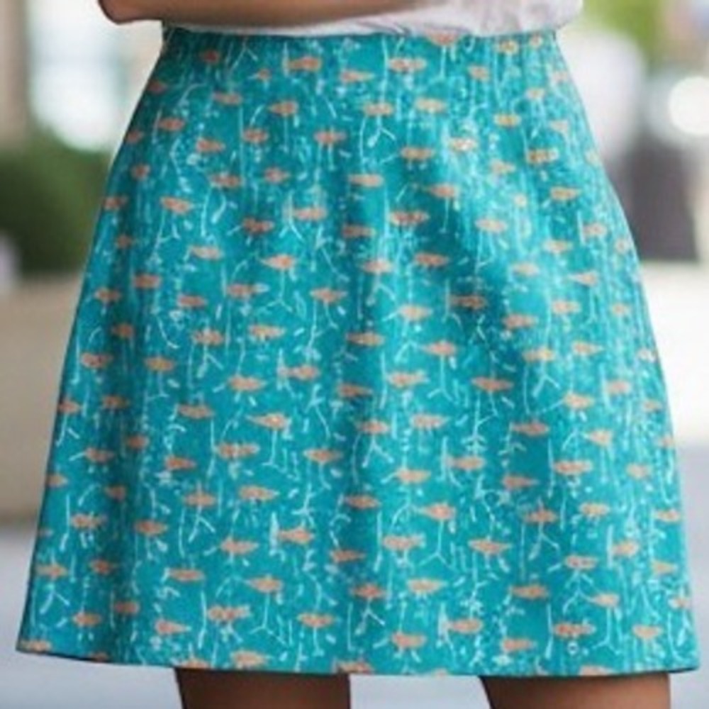 Lilly Pulitzer Womens Skirt Teal Fish Coral Print Mini Cotton Art A-Line Sz 10P